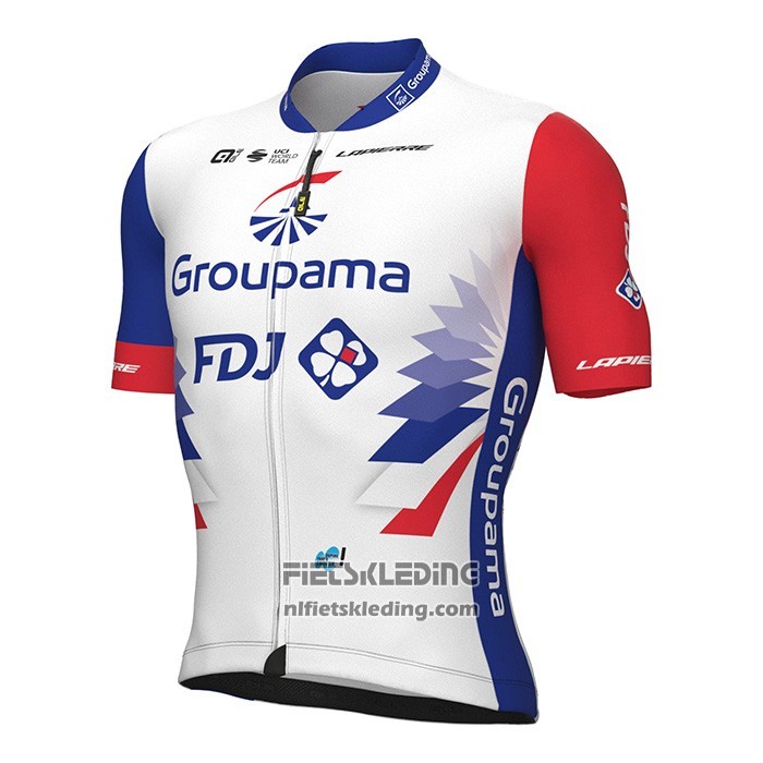 2022 Fietskleding Groupama Fdj Rood Blauw Korte Mouwen en Koersbroek